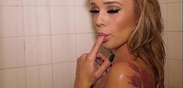  Fucking myself in the shower with dildo